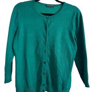 Cable‎ & Gauge Teal Button-Up Cardigan